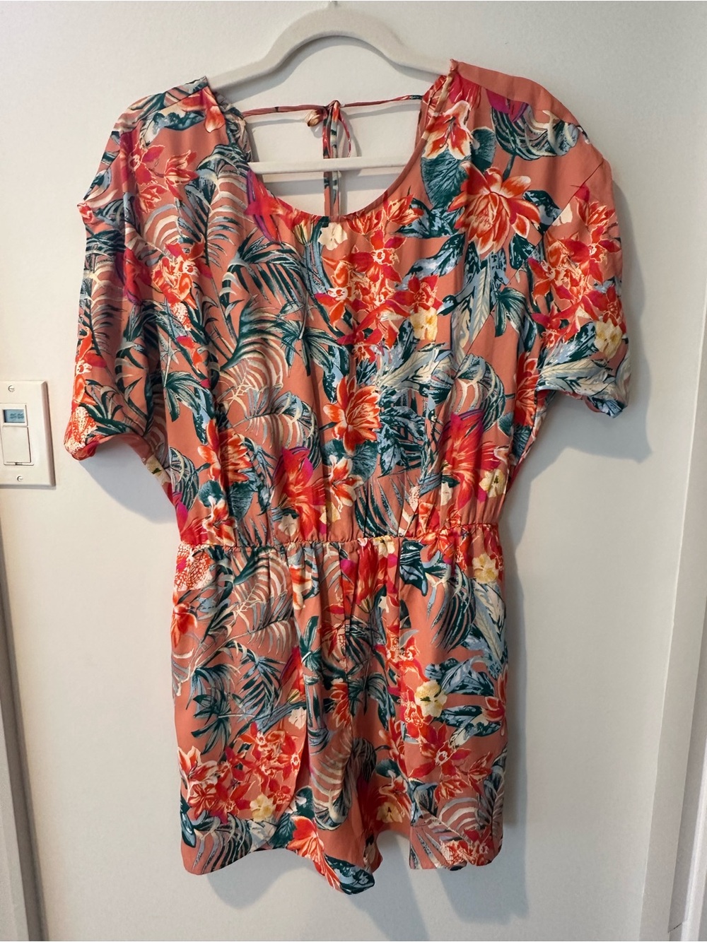 BCBGMaxAzria Coral Tropical Floral Short Romper